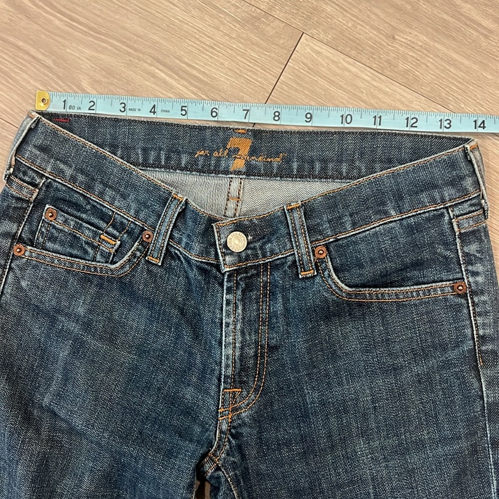 7 For All Mankind Bootcut Jeans Dark Wash Low Rise Womens Sz 27 - Picture 9 of 10